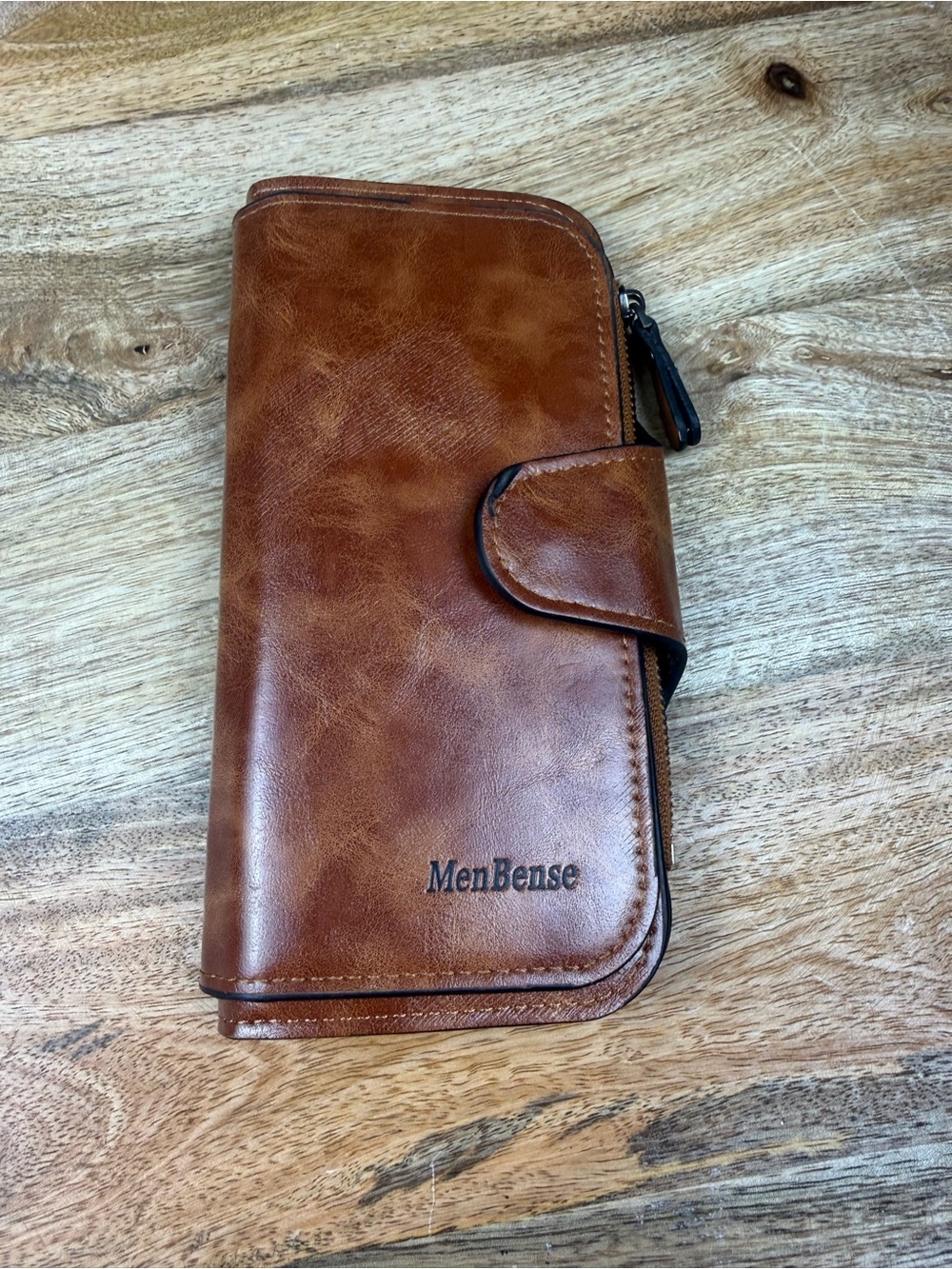 Brown Leather Zip Wallet for Men